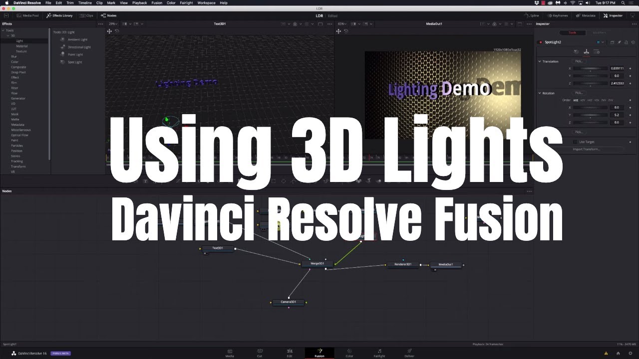 3D Lights with Davinci Resolve Fusion