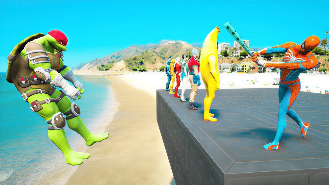 GTA 5: THAT WAS BRUTAL! SPIDER-MAN WITH A BASEBALL BAT vs SUPERHEROES! (Euphoria Physics) Ep.24