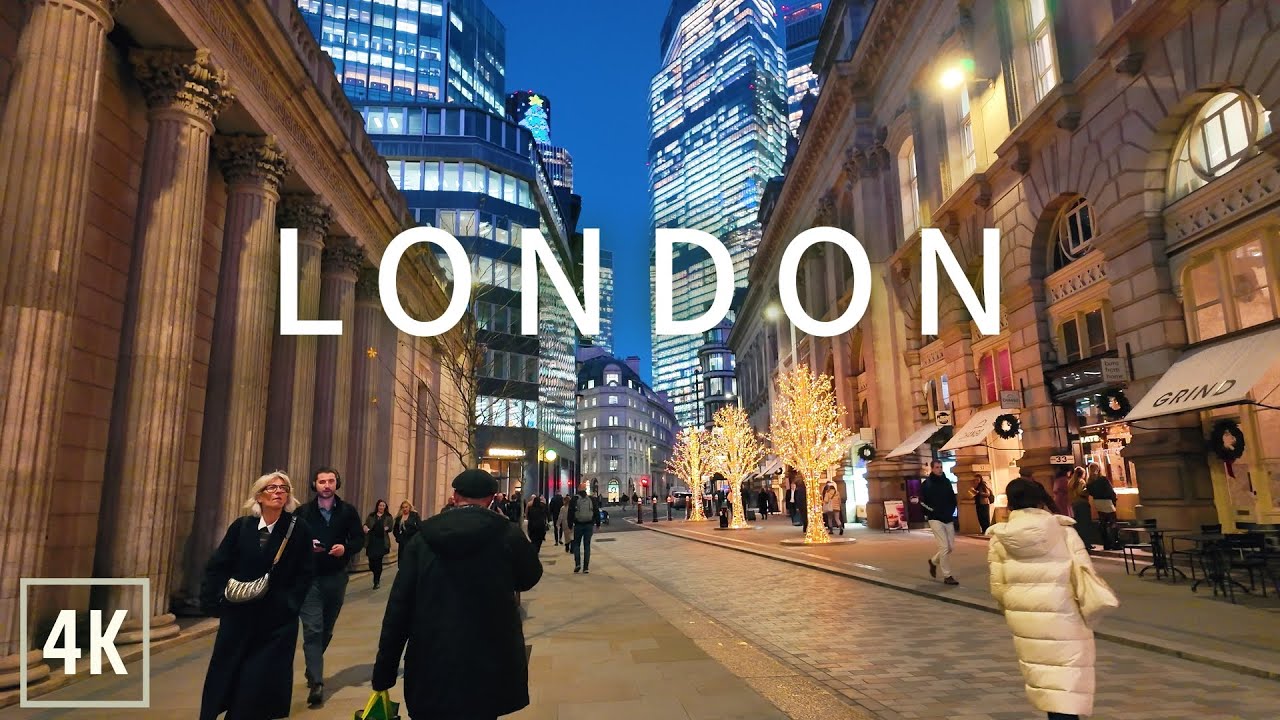 🇬🇧London Walking Tour Through the City at Sunset 4K