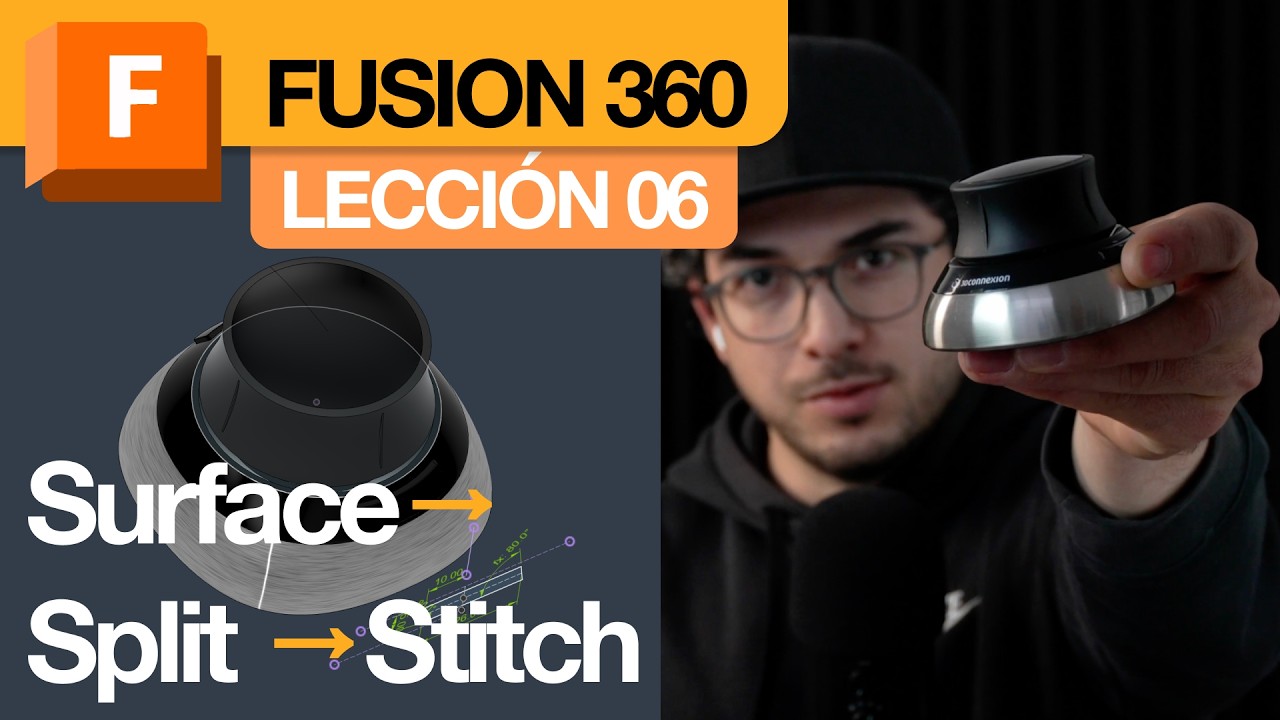 L06 Space Mouse en Fusion 360: detalles, botones y acabados (Shell, Split Body, Surface)