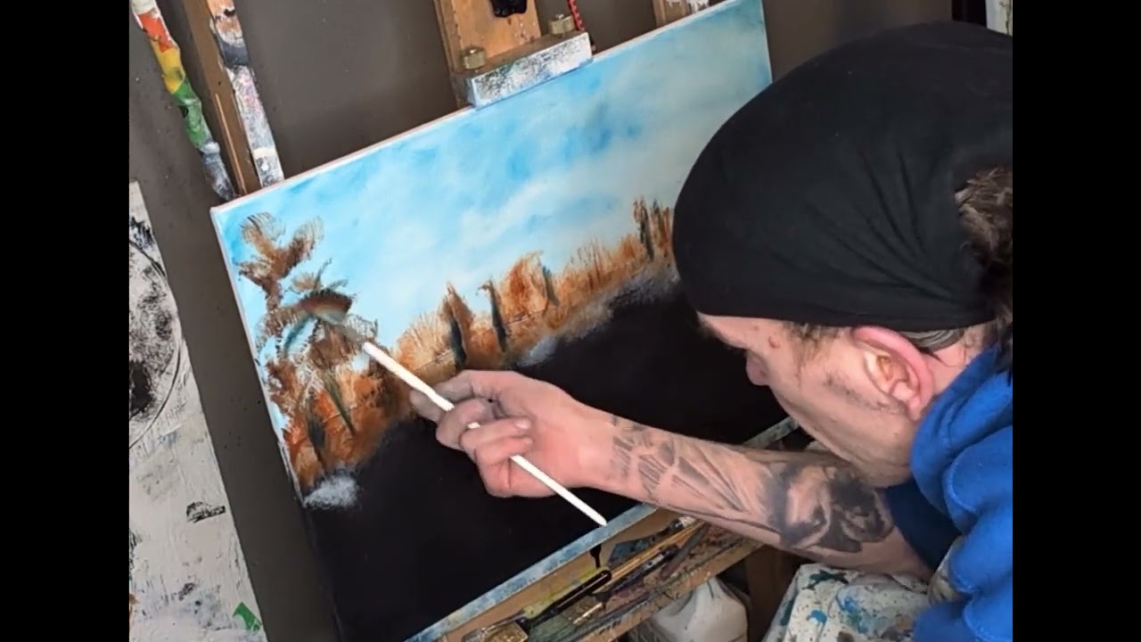 Cerulean sky, part 1 #oilpainting #wheelchairartist #skypainting 