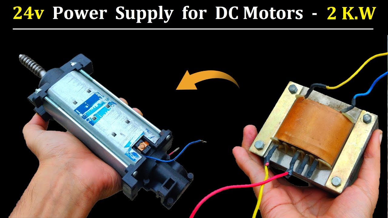 24v DC from 220v AC using Microwave Transformer - DC Motor DIY