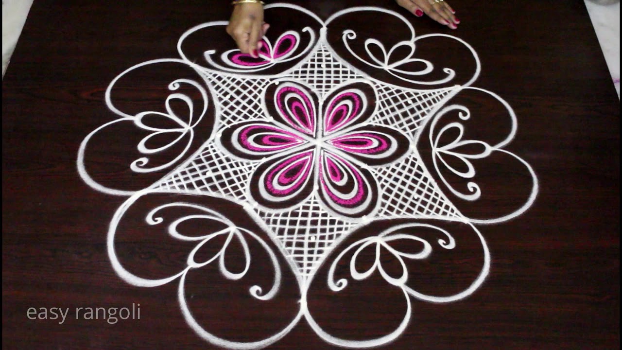 New year 2018 kolam designs | easy rangoli | how to draw new year muggulu designs