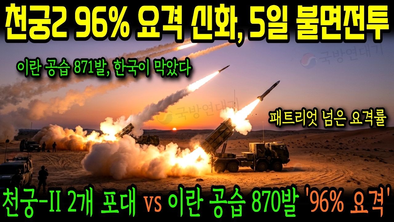 2026년 UAE, 천궁-2 2개 포대 vs 이란 미사일·드론 870발 - 96% 요격, 5일 긴급 증원!