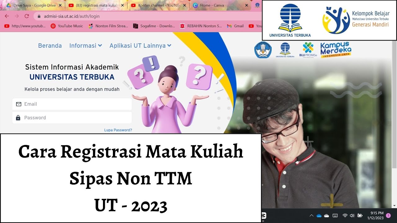 Cara Registrasi Mata Kuliah UT Sipas Non TTM 2023, Penjelasan Singkat dan Simple