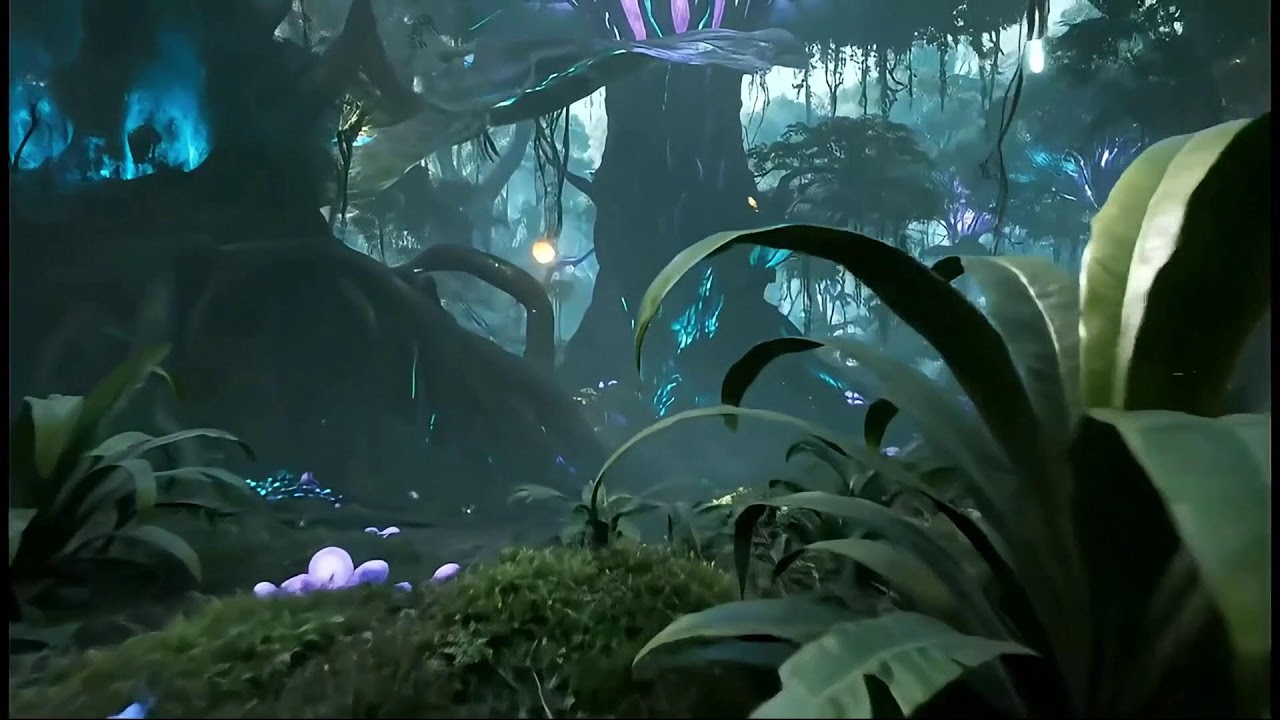 Drifting Through a Bioluminescent Alien Forest