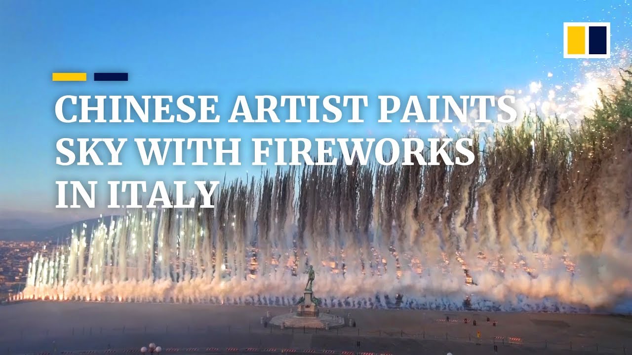 Chinese artist Cai Guoqiang paints the sky with fireworks in Florence