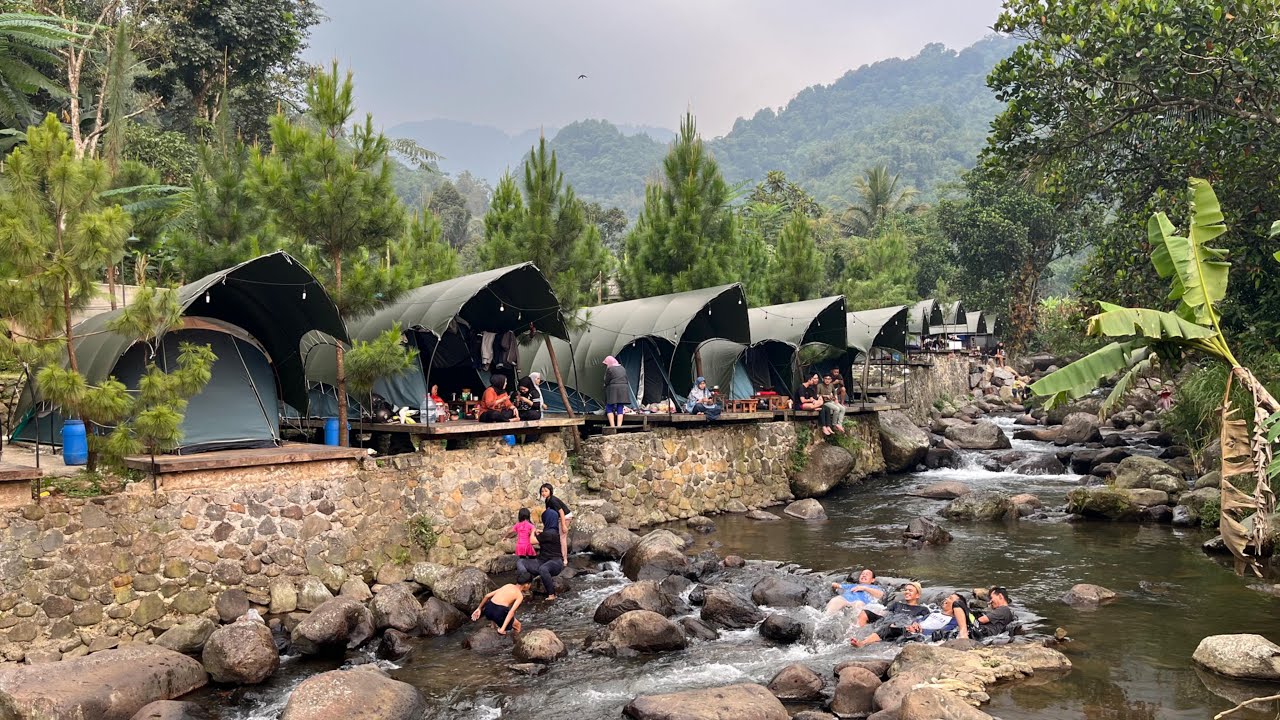 Glamping Tepi Sungai di Cipanas Kelapa Tiga Ciasmara, Bogor Plus Ada kolam rendam Air Hangat