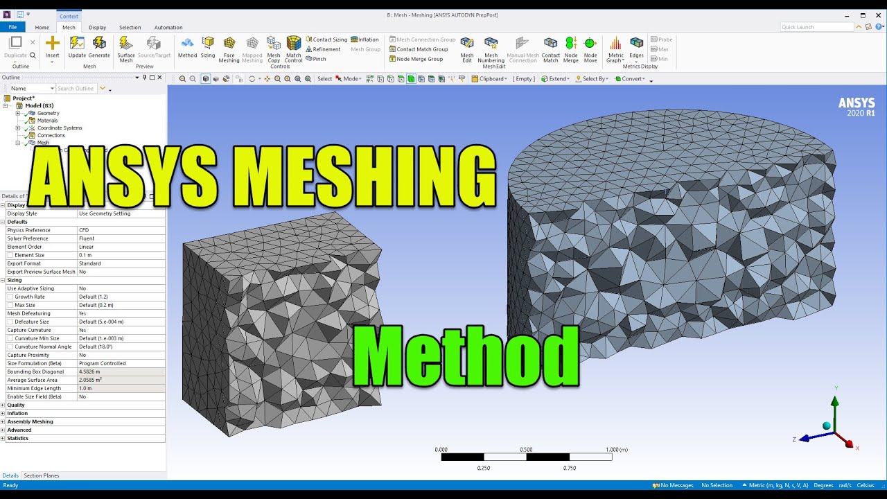 ✅ Ansys Meshing Tutorial 02 - Mesh Method - Ansys 2020 R1
