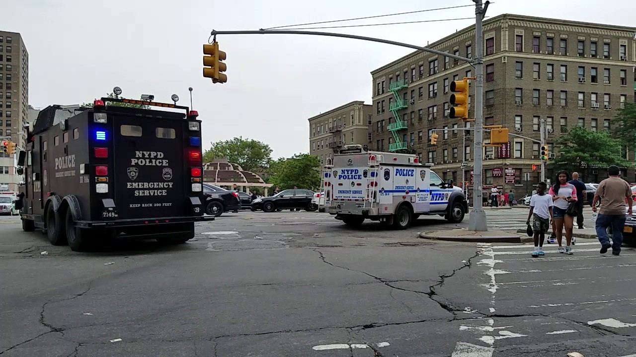 NYPD ESS 10, NYPD ESU k9 And NYPD ESS Bearcat 3 Leaving From An Active Shooter Scene