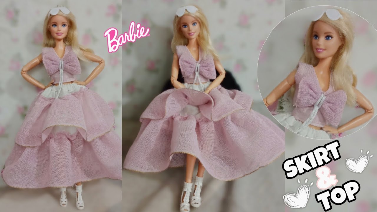 DIY Barbie Skirt & Top 👗✨ Easy Doll Dress Tutorial | Handmade Doll Fashion