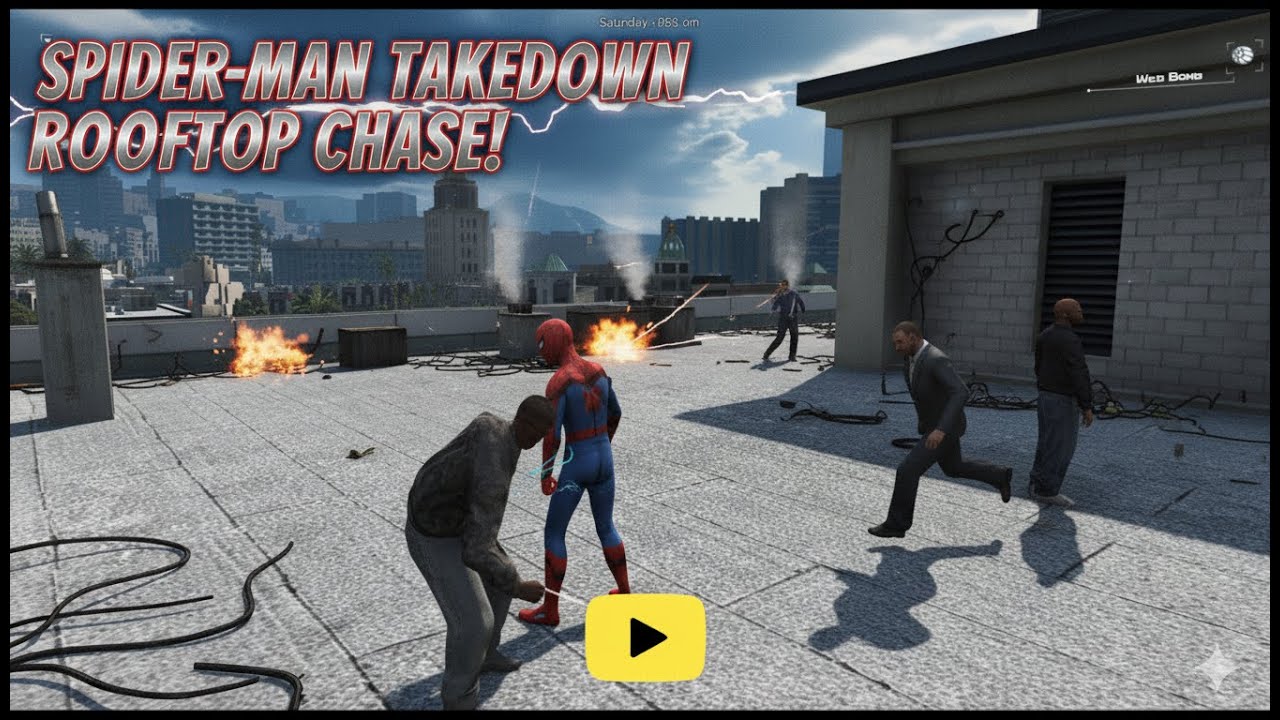 Spider-Man Stops a Dangerous Crime on the Rooftop in GTA 5! 🕷️💥