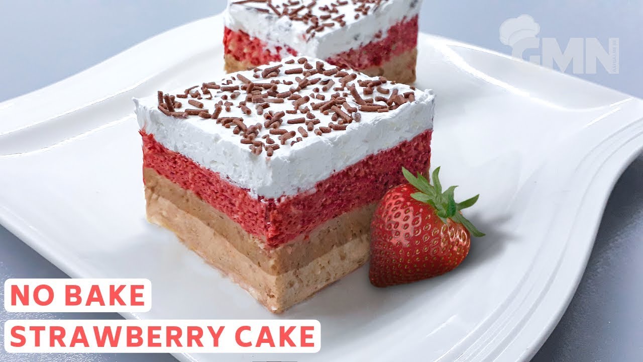 Embelsira Pa Pjekje me Keksa & Dredheza - No Bake Strawberry Cake
