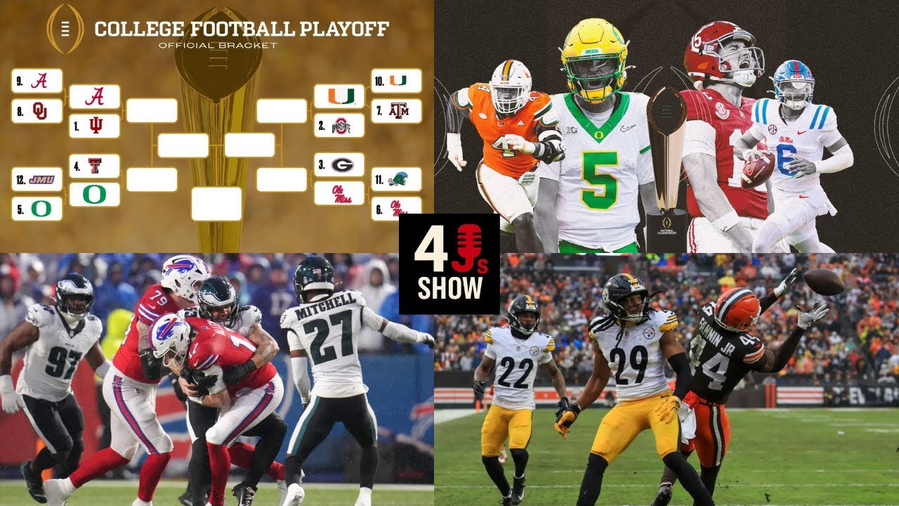 NEW YEAR’S CFB PLAYOFF PREDICTIONS + STEELERS MELTDOWN, EAGLES ESCAPE BILLS, 49ERS VS BEARS RECAP