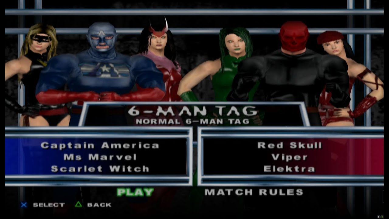 WWE: Here Comes The Pain - Red Skull/Viper/Elektra vs Captain America/Scarlet Witch/Ms. Marvel