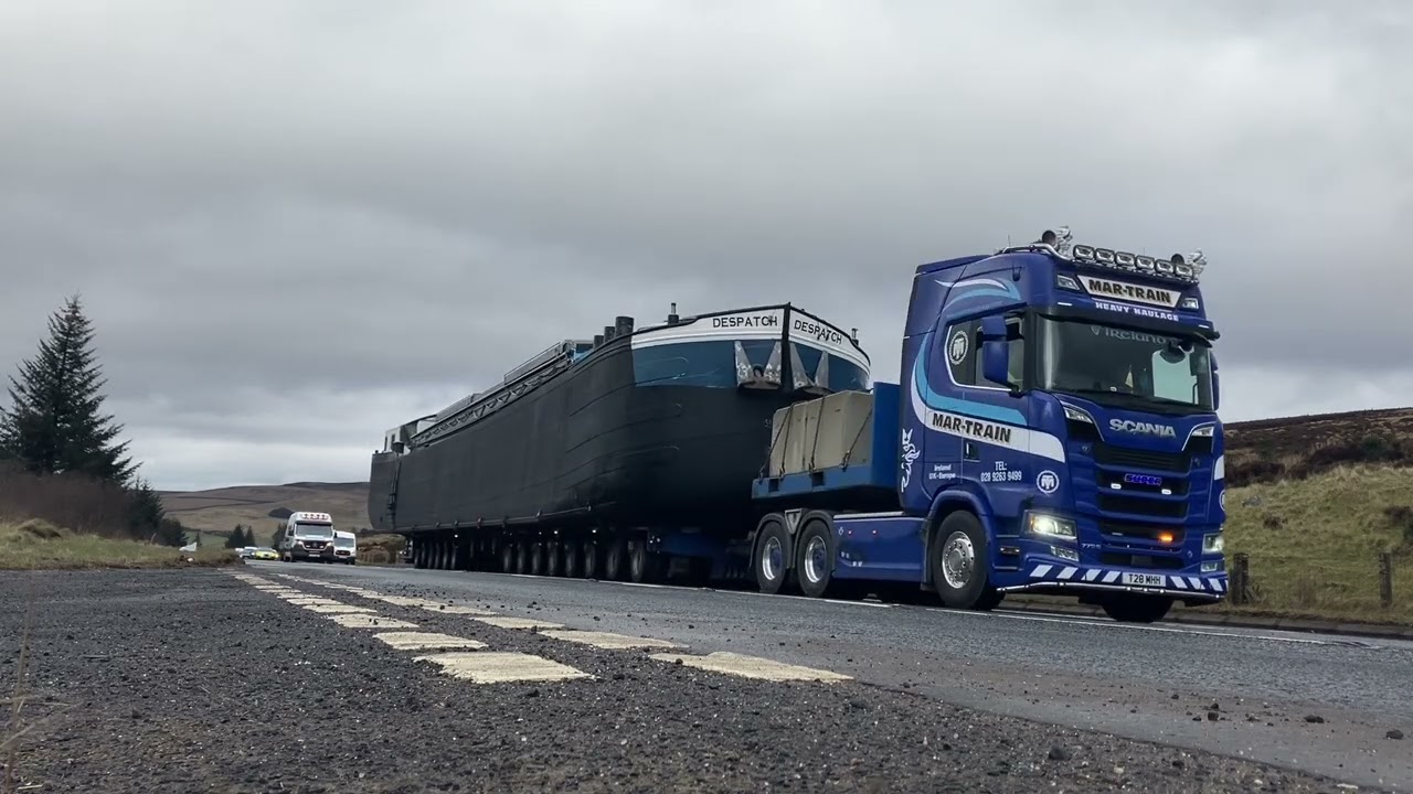 Mar-Train Heavy Haulage climbing Glenshane Pass with Barge Load, March 2025