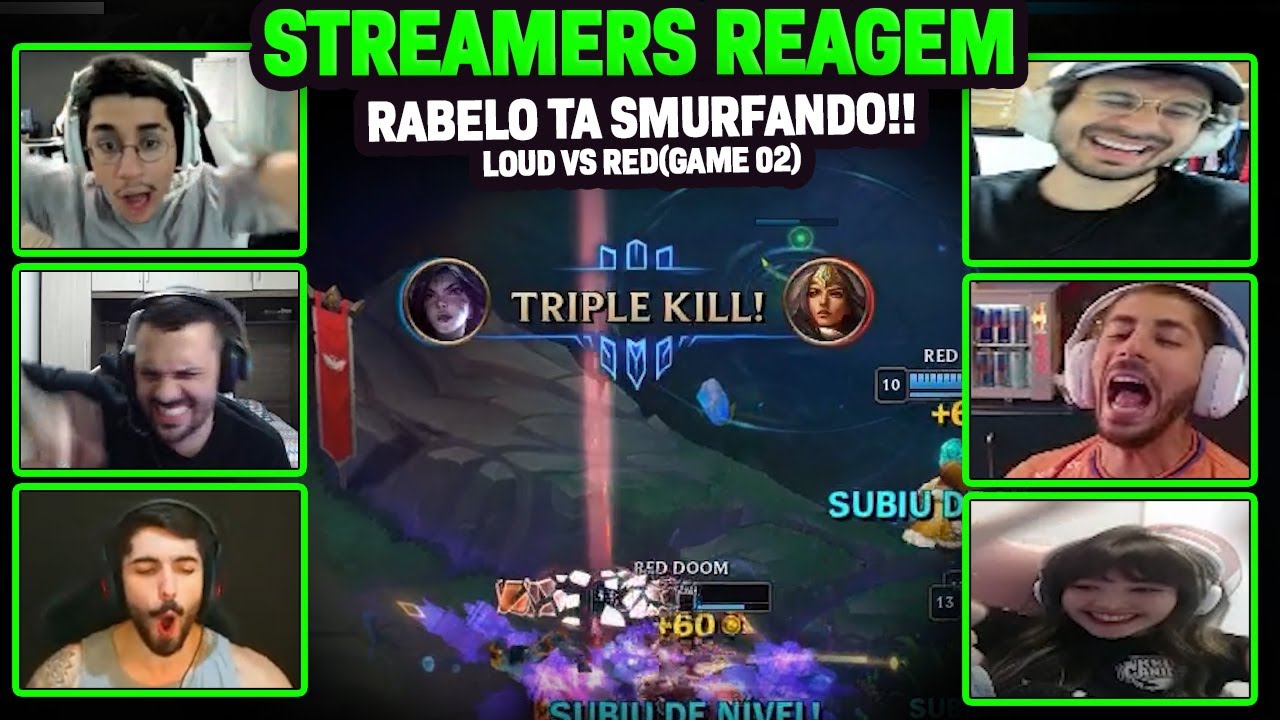STREAMERS REAGEM: O RABELO PEGOU KAISA E SMURFOU CONTRA A LOUD! | GAME 02 - LOUD vs RED