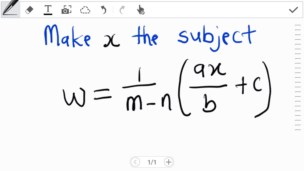 Make x the subject of the expression w=(1/(m-n))((ax/b)+c)   #maths