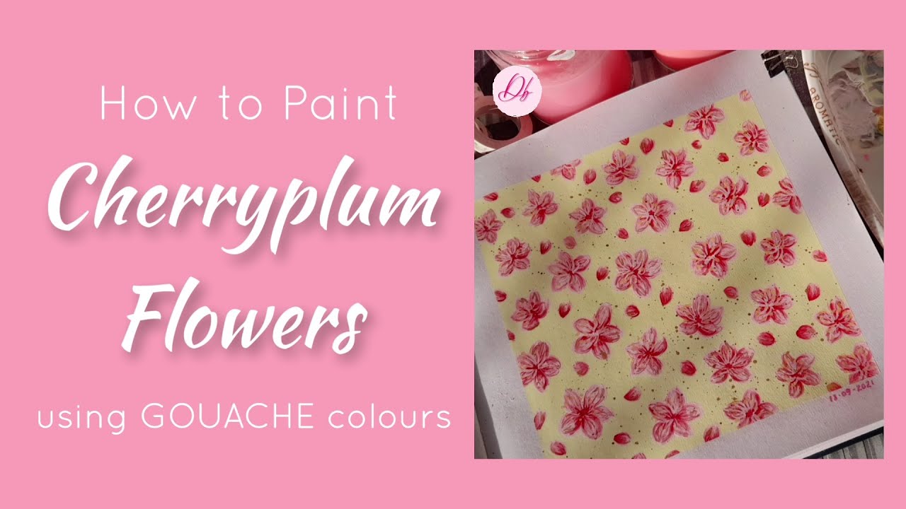 🌸Cherryplum Flowers Gouache Painting 🌸 How to Paint Cherryplum Flowers 🌸 Easy to Paint 🌸