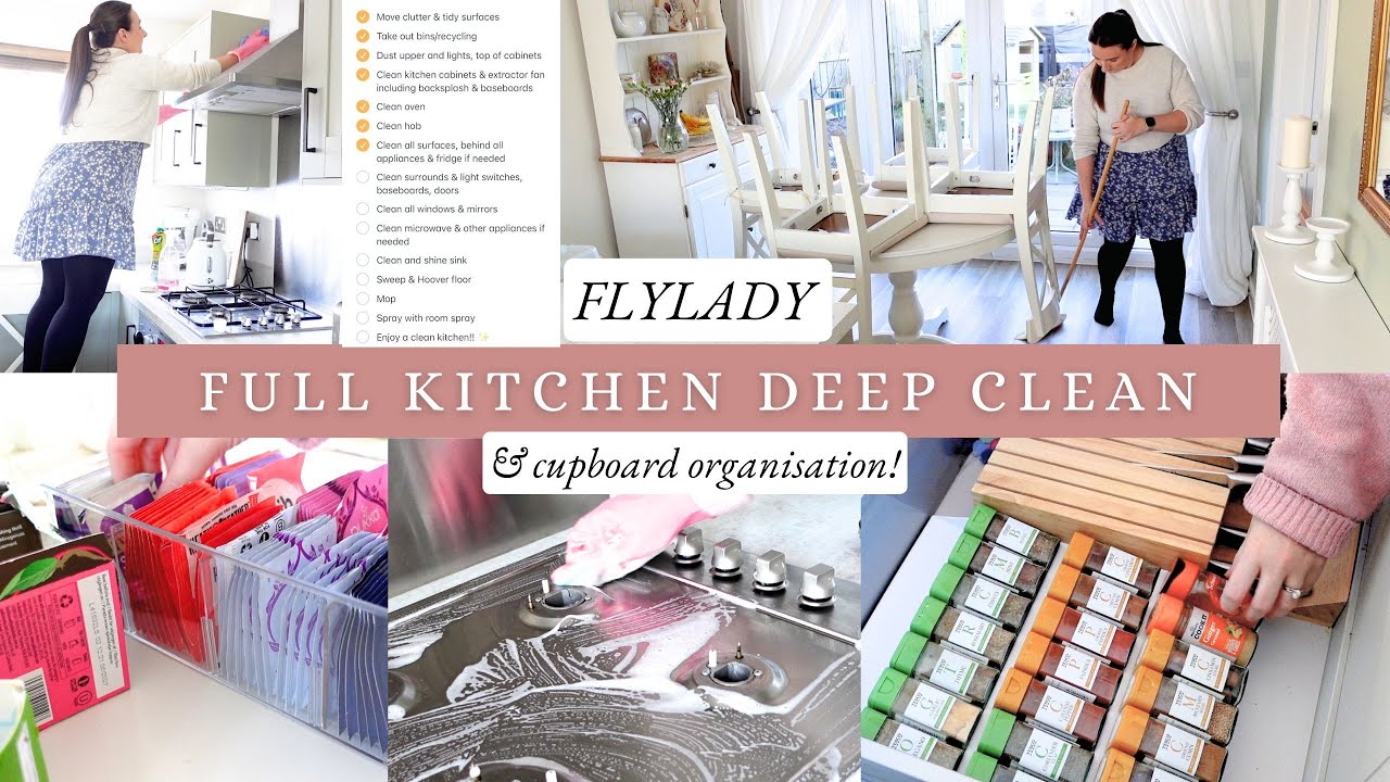 SATISFYING KITCHEN DEEP CLEAN & CUPBOARD ORGANISATION | detailed fly lady cleaning & products I use