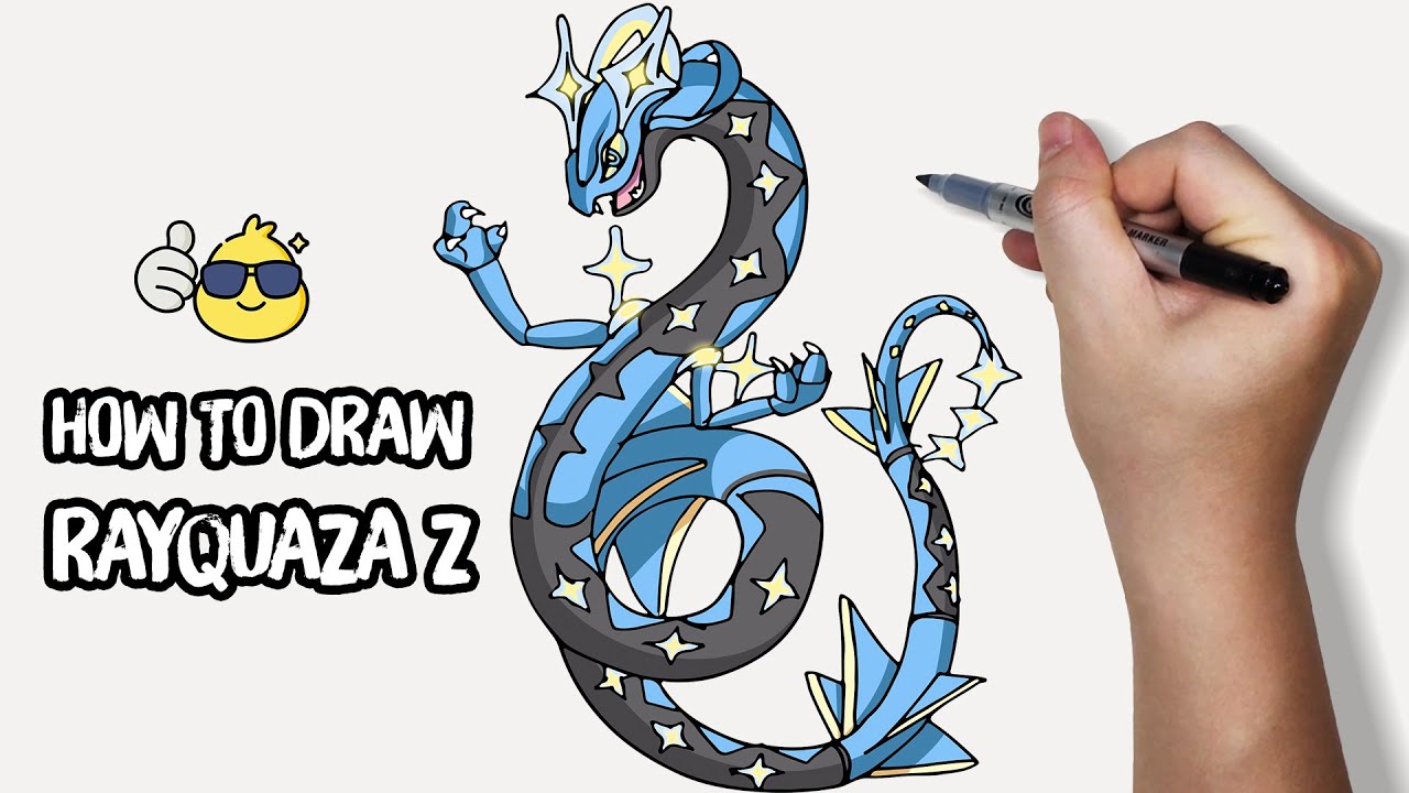 How to Draw Mega Rayquaza Z | Draw Fusion Pokemon | Duc Draw