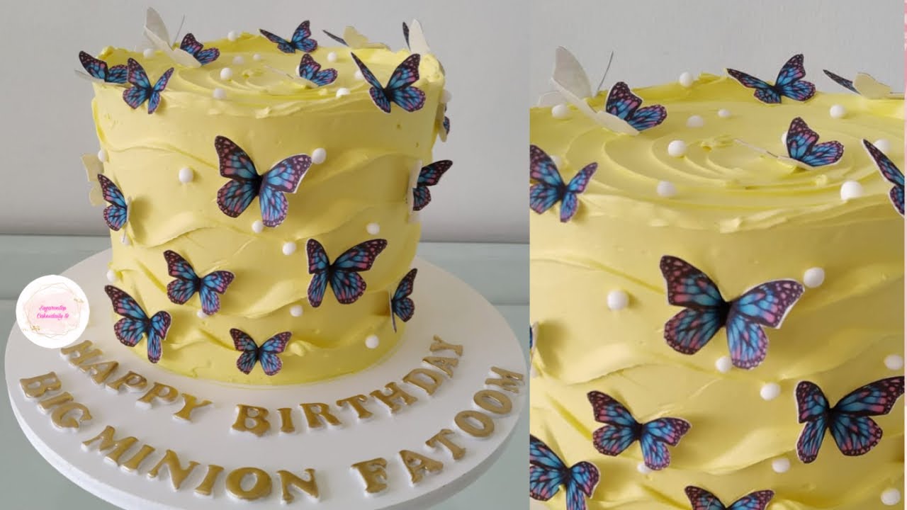 How to make butterflies desing cake Simple and easy cake009