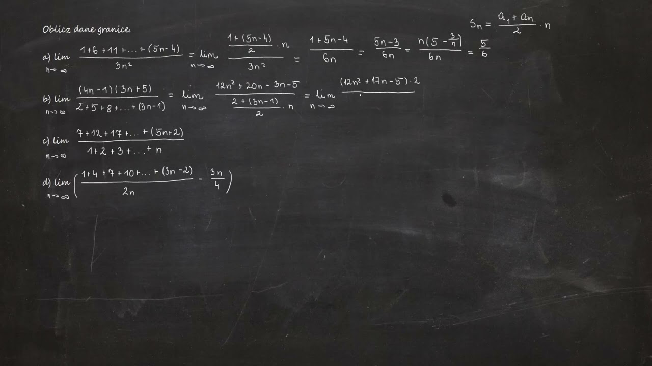 2.191. Oblicz dane granice. a) lim 1+6+11+...+(5n-4)/3n&sup2;