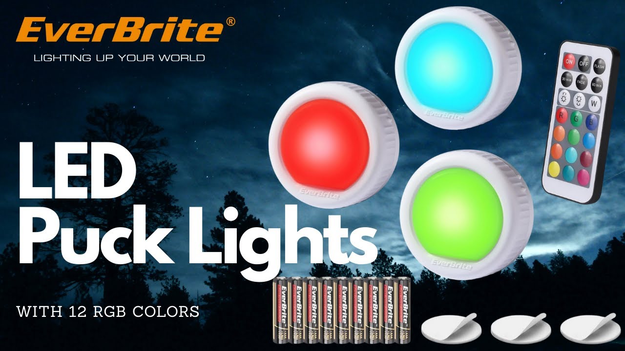 #EverBrite Tap Light, LED Puck Lights with 12 RGB Colors, Wireless Touch Light Under Cabinet