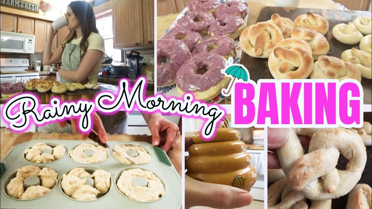 ☔Homemade Blueberry Iced Donuts & Pretzels 🌼 Homemaking on a rainy Morning in the Blue Ridge Mtns