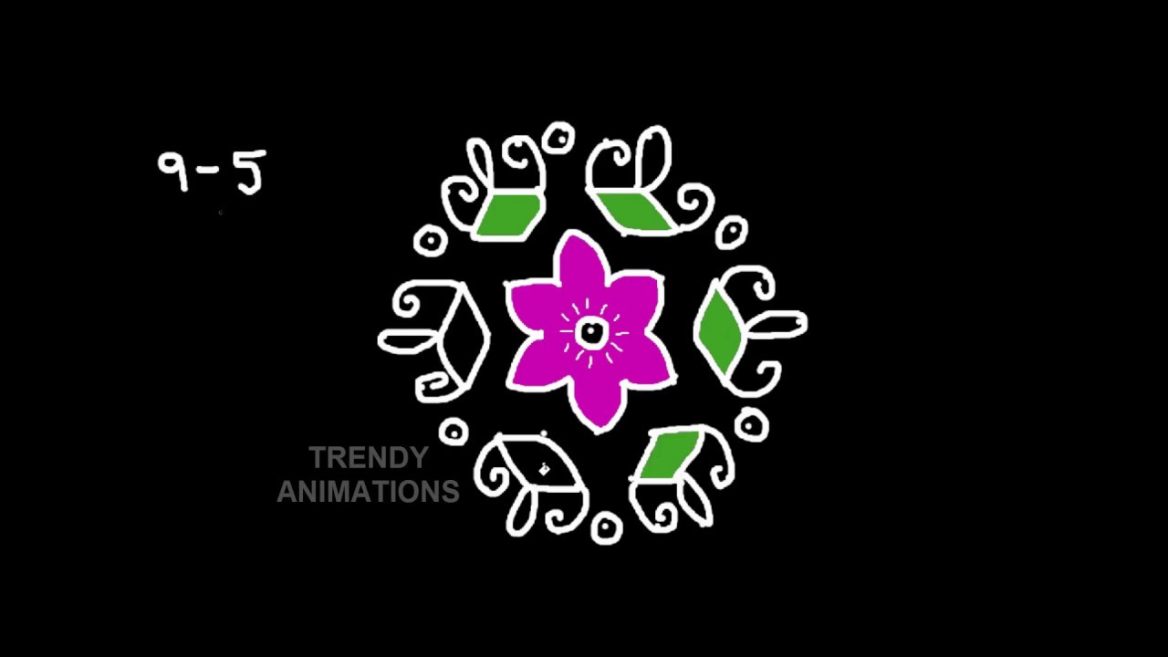 9*5dots very very simple & easy rangoli design | Easy kolam | Simple kolam | daily rangoli | kolam |