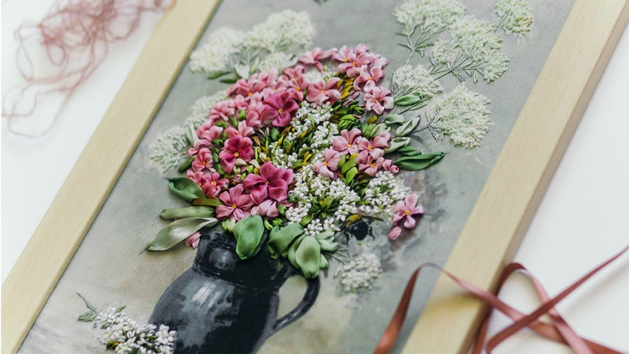 🌺 Шикарная картина в подарок. Вышивка лентами видео мастер класс  / Embroidery Paintings