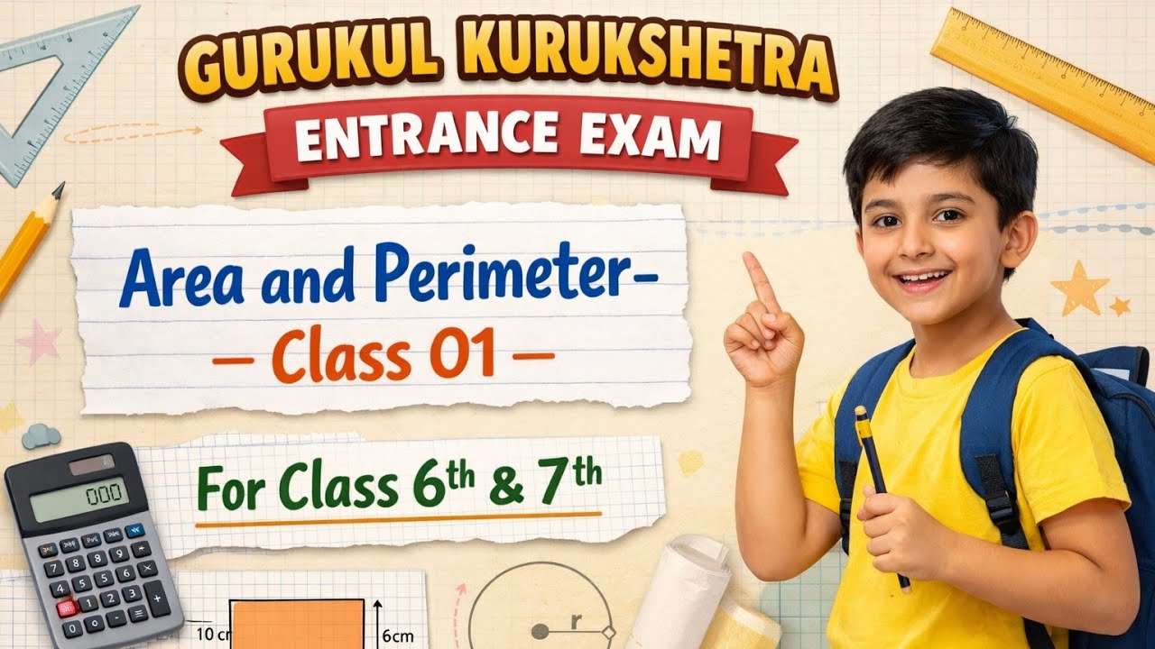 Area and perimeter for Gurukul kurukshetra entrance exam class 6th and 7th || watch video 