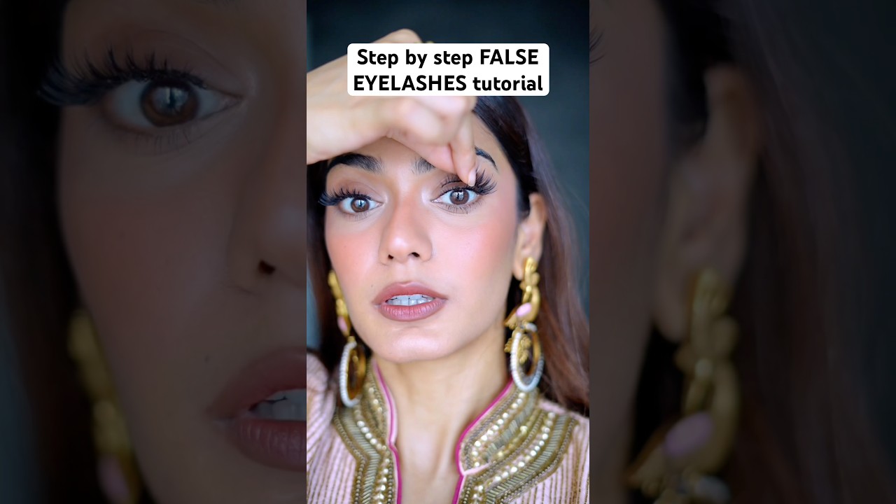 HOW to wear *false eyelashes* as a *beginner* 👁️ step by step tutorial 🫶🏻 #makeuptutorial