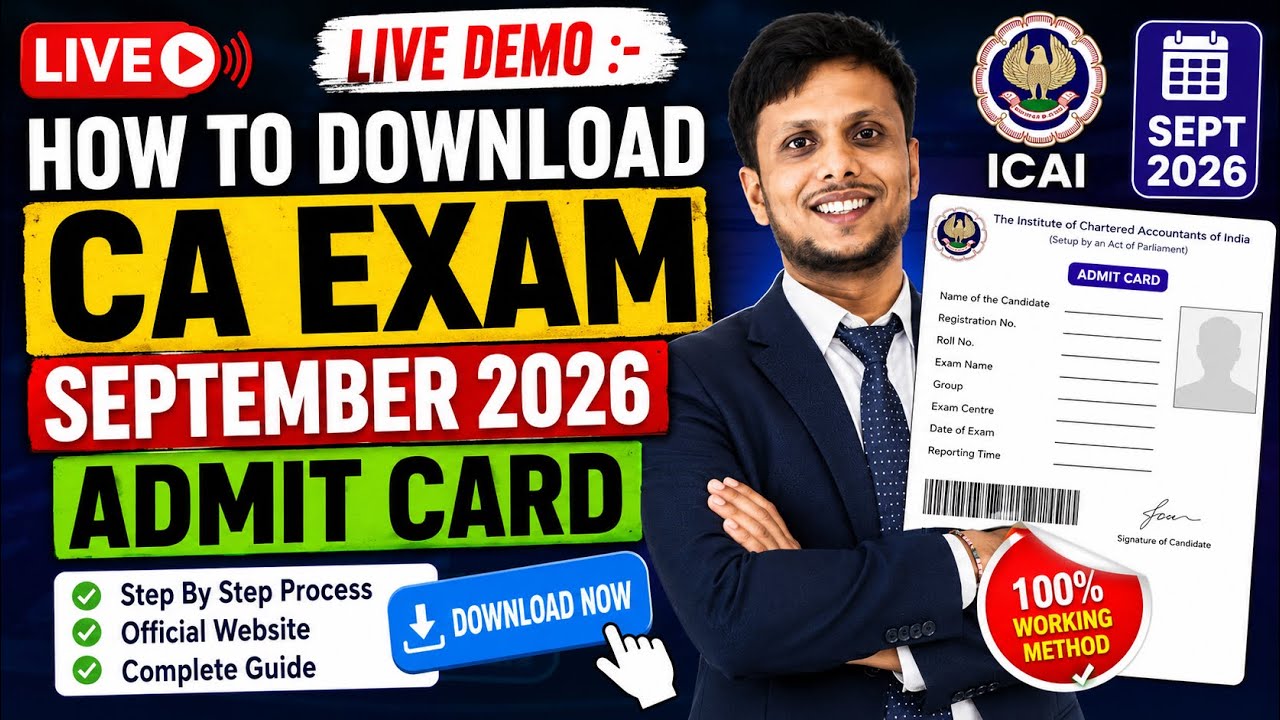 Live Demo: How to download CA Exam September 2026 Admit Card | CA Foundation & CA Inter Admit Card