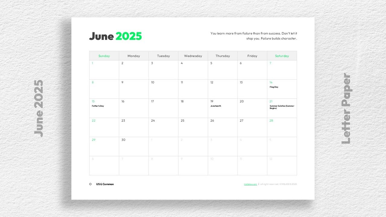 Free 2025 Editable Calendar Template for PowerPoint by mslides - Letter