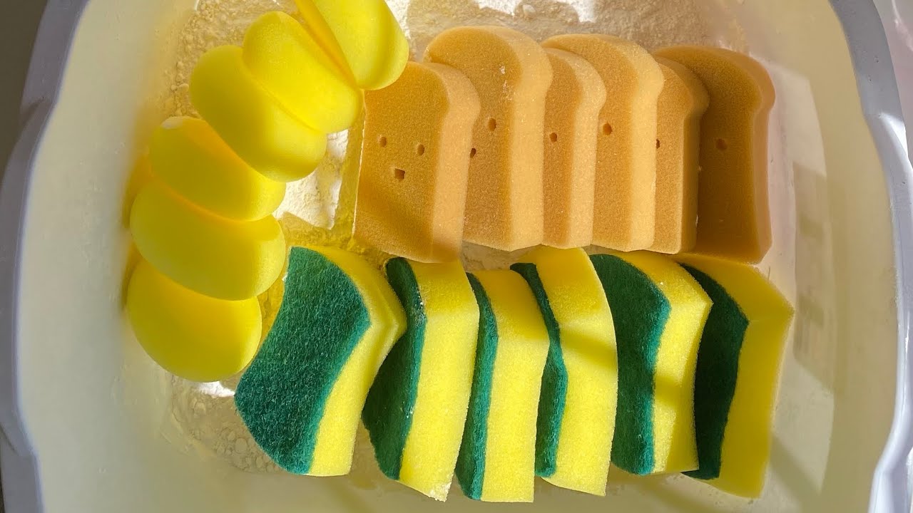 ASMR powdery bulk sponge ripping - dry vs jelly