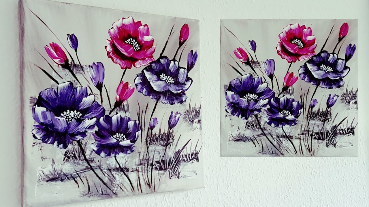 Blumen Malen Acryl leicht für Anfänger - Easy Flowers Acrylic Painting for Beginners