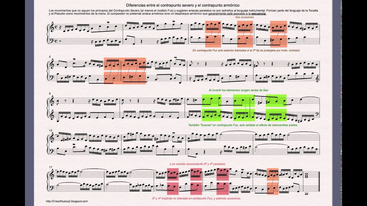 Bach Diferencias entre contrapunto arm&oacute;nico y severo.
