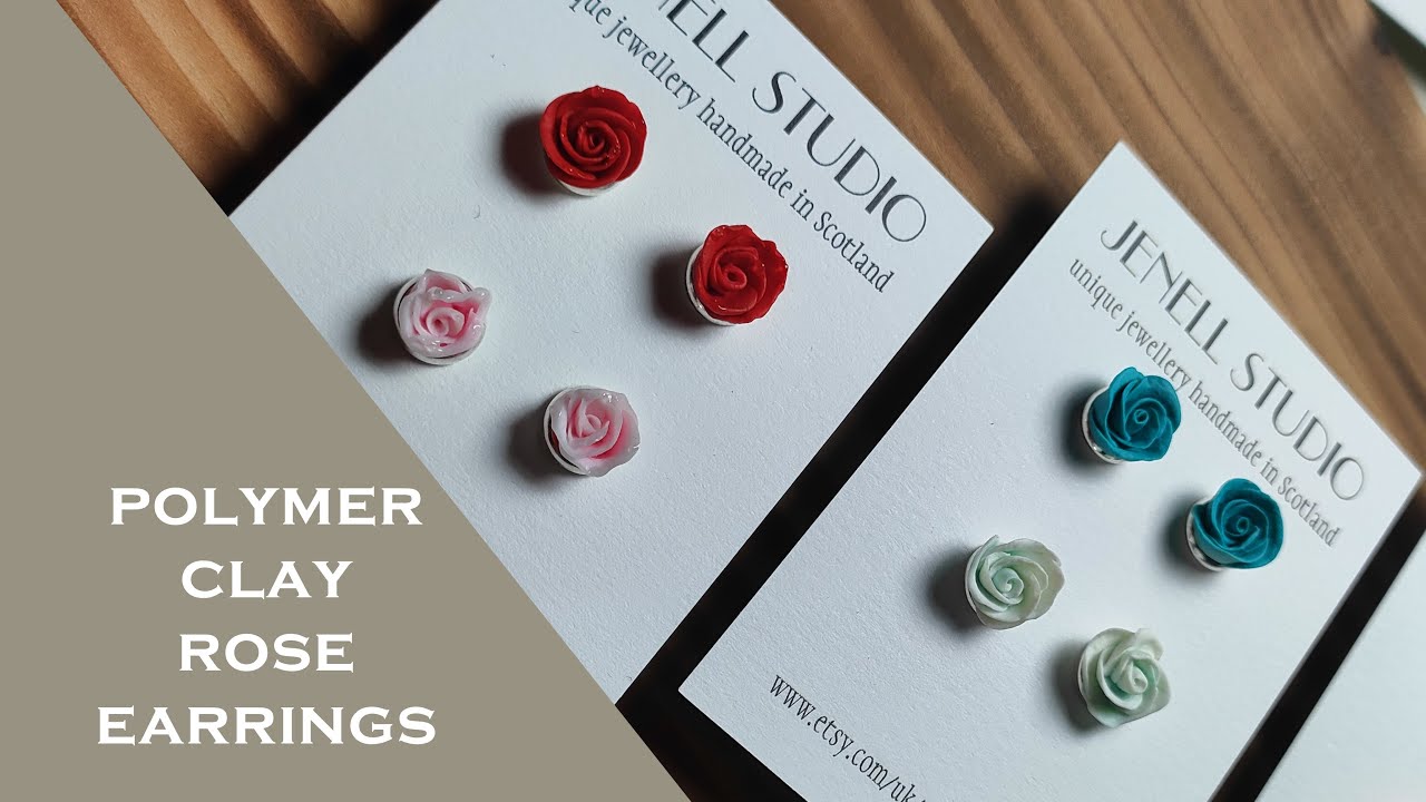 🌹 Polymer Clay Rose Earrings Tutorial - 🌹 How to Make Mini Stud Rose Earrings