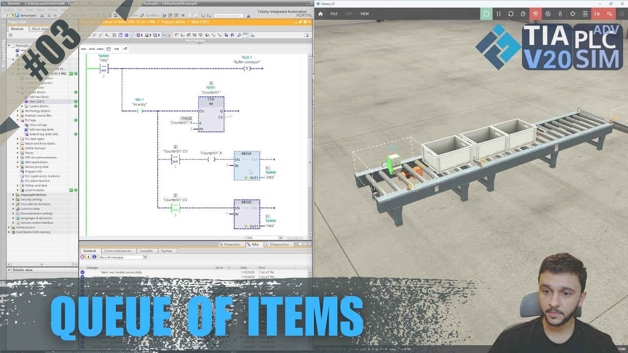 Queue of Items - TIA Portal + Factory IO