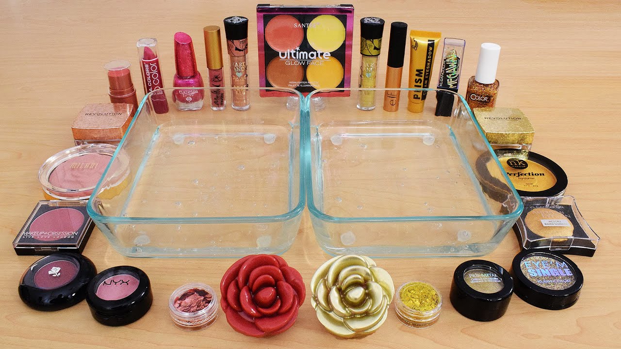 Rose vs Gold - Mixing Makeup Eyeshadow Into Slime ASMR 258 Satisfying Slime Video