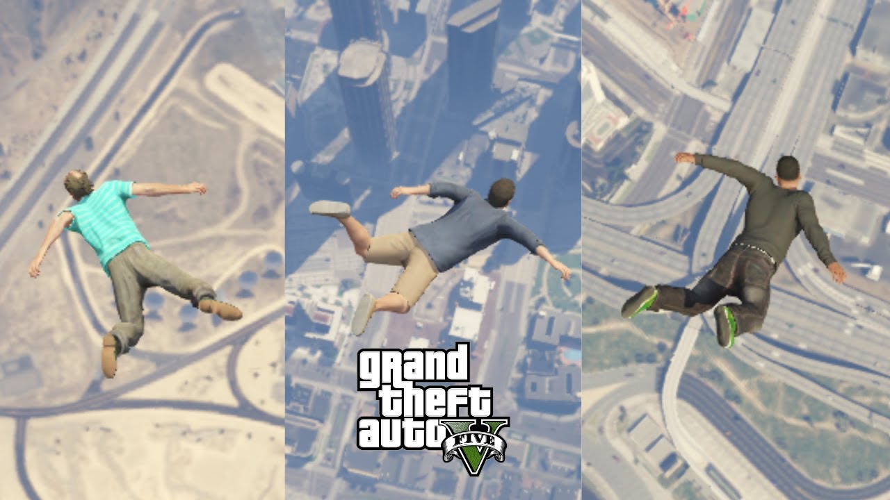 All 3 Protagonists Falls From The Sky in GTA 5!