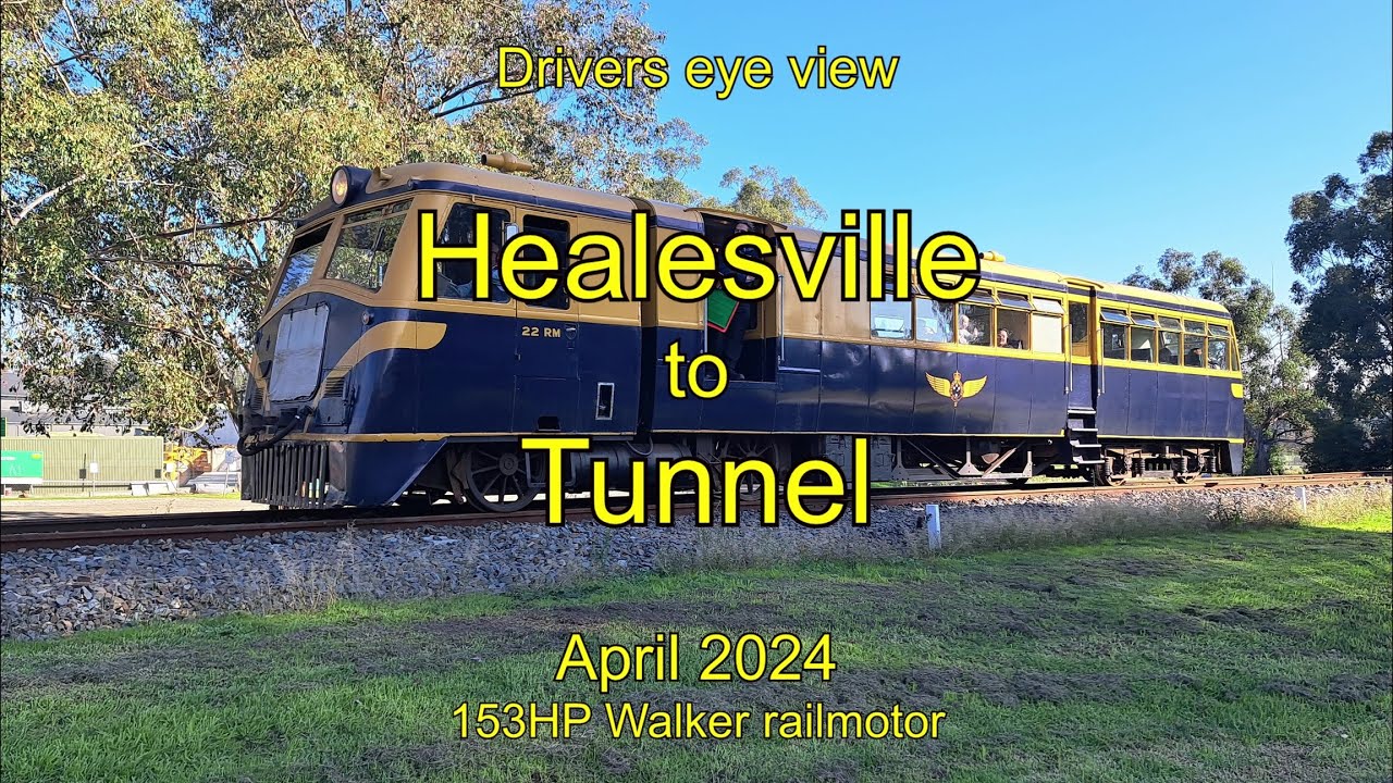 Drivers eye view, Healesville to The Tunnel, 153HP Walker railmotor, May 2024