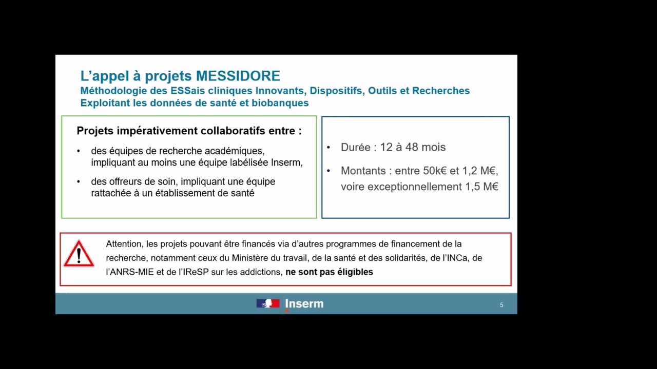 Appel à projets MESSIDORE