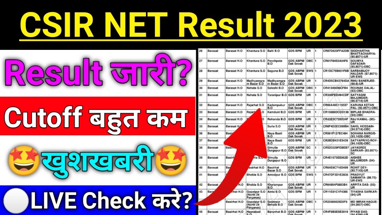 CSIR NET Result 2023 Out | csir net result date 2023 | csir net answer key 2023 | csir net result