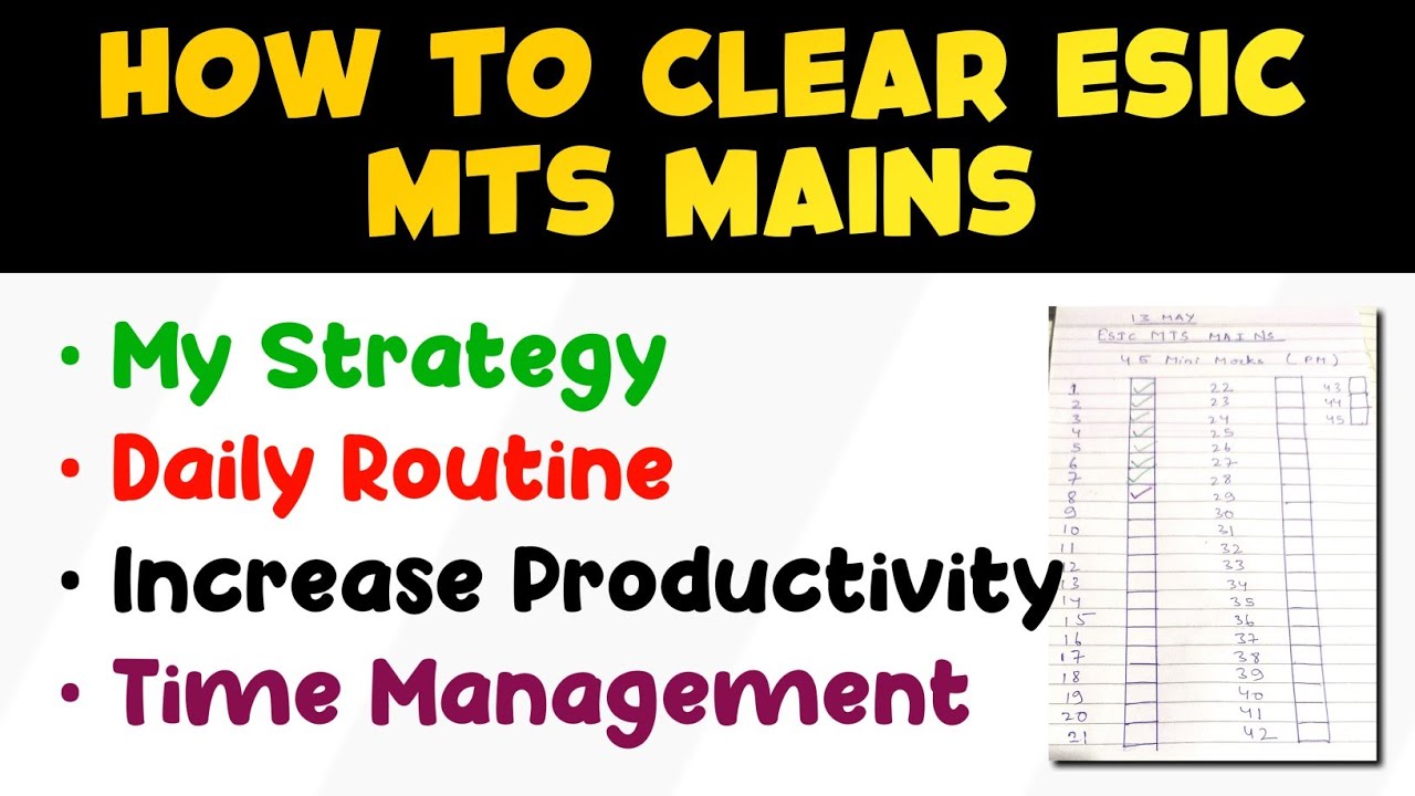 ESIC MTS MAINS | Strategy , Routine , Increase Productivity, Time Management