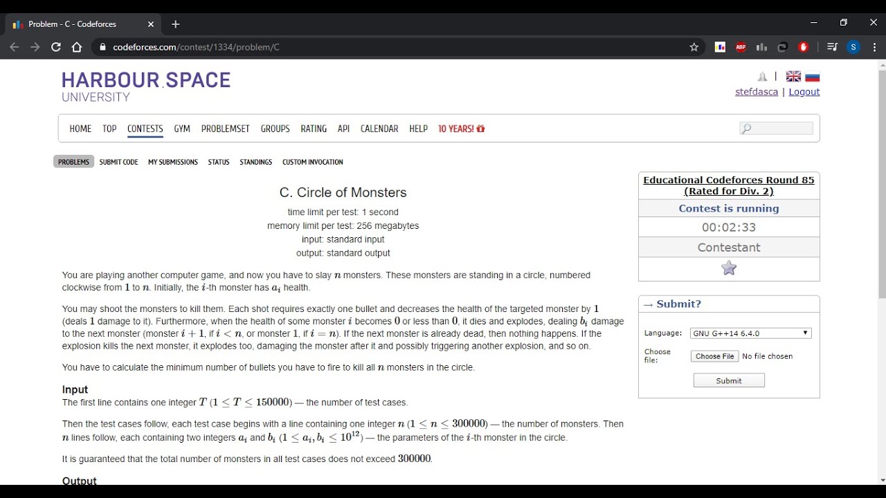 Educational Codeforces Round 85 - C. Circle of Monsters - Video Tutorial
