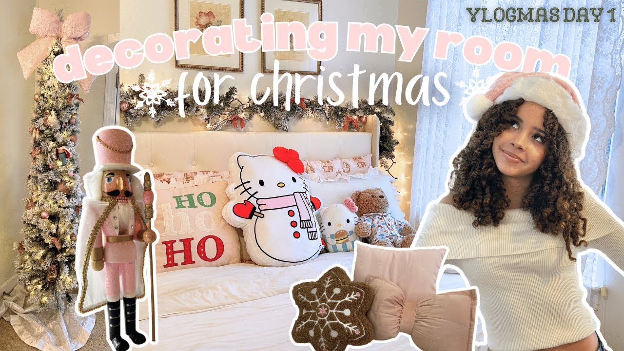 decorating my room for christmas ❄️ VLOGMAS ep1 | *pinkmas* *ballet core* *nutcracker-inspired*