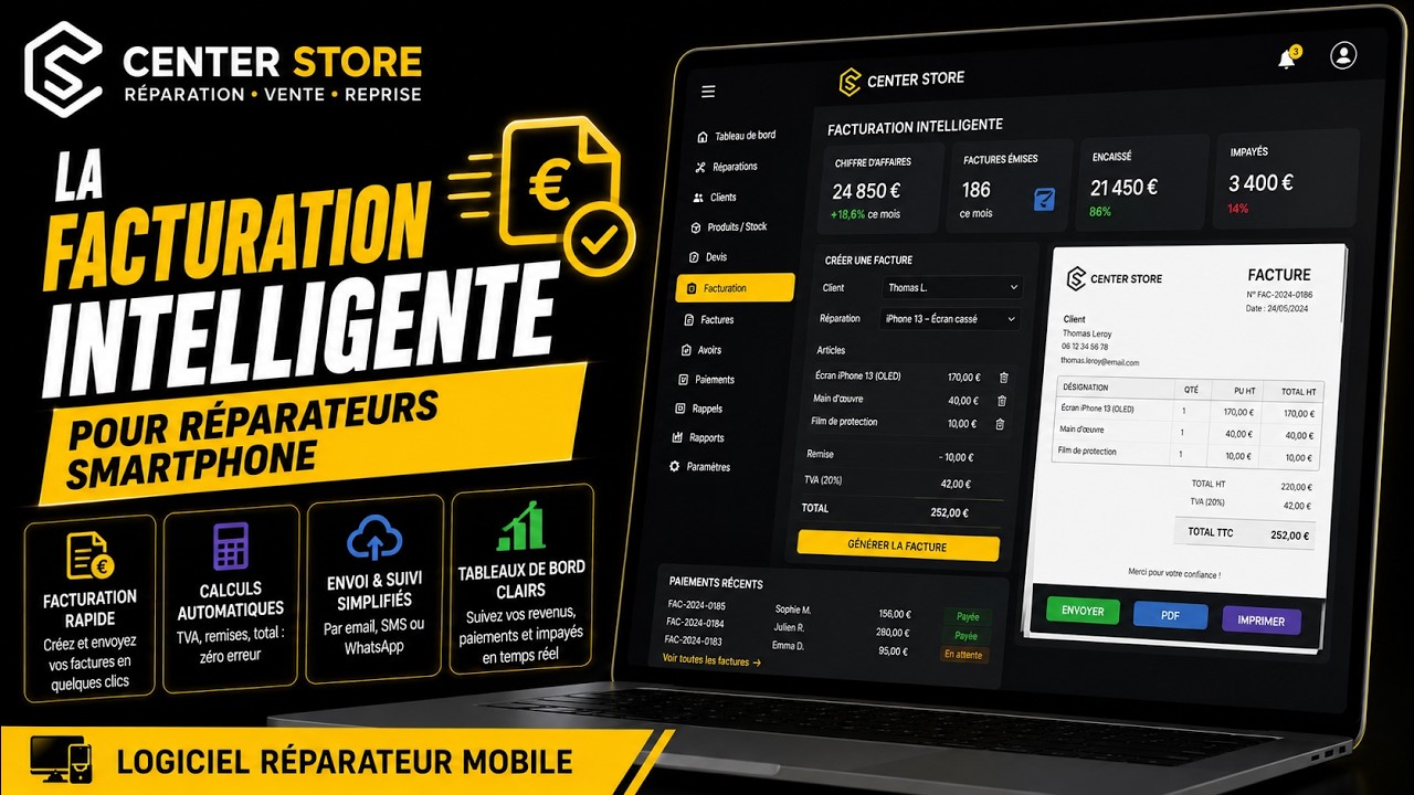 Facture & Ventes pour Réparateurs Mobile | Logiciel Gestion Boutique Smartphone