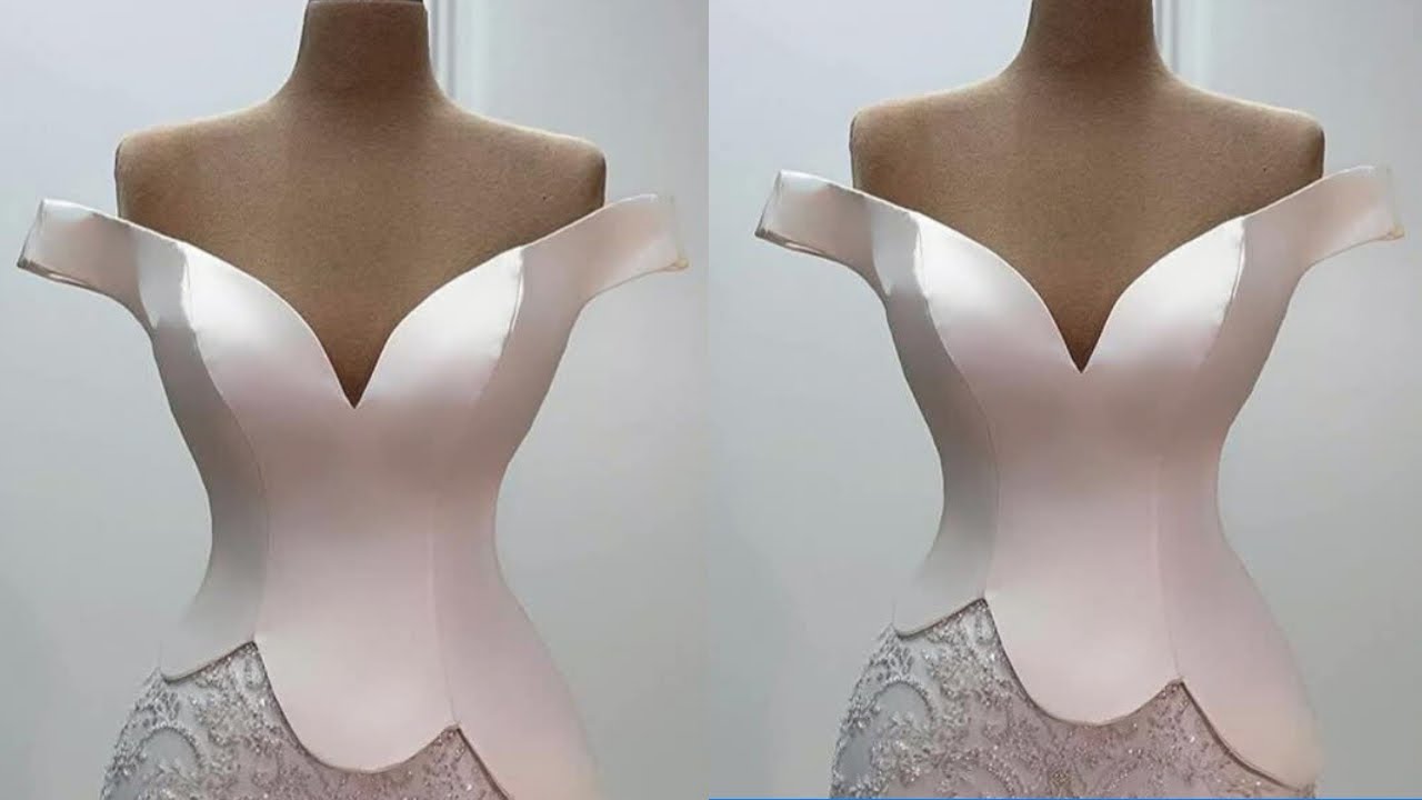 How to Draft and Cut a Cold Shoulder Top with Asymmetric Scallop Hemline | Deep Neck offshoulder